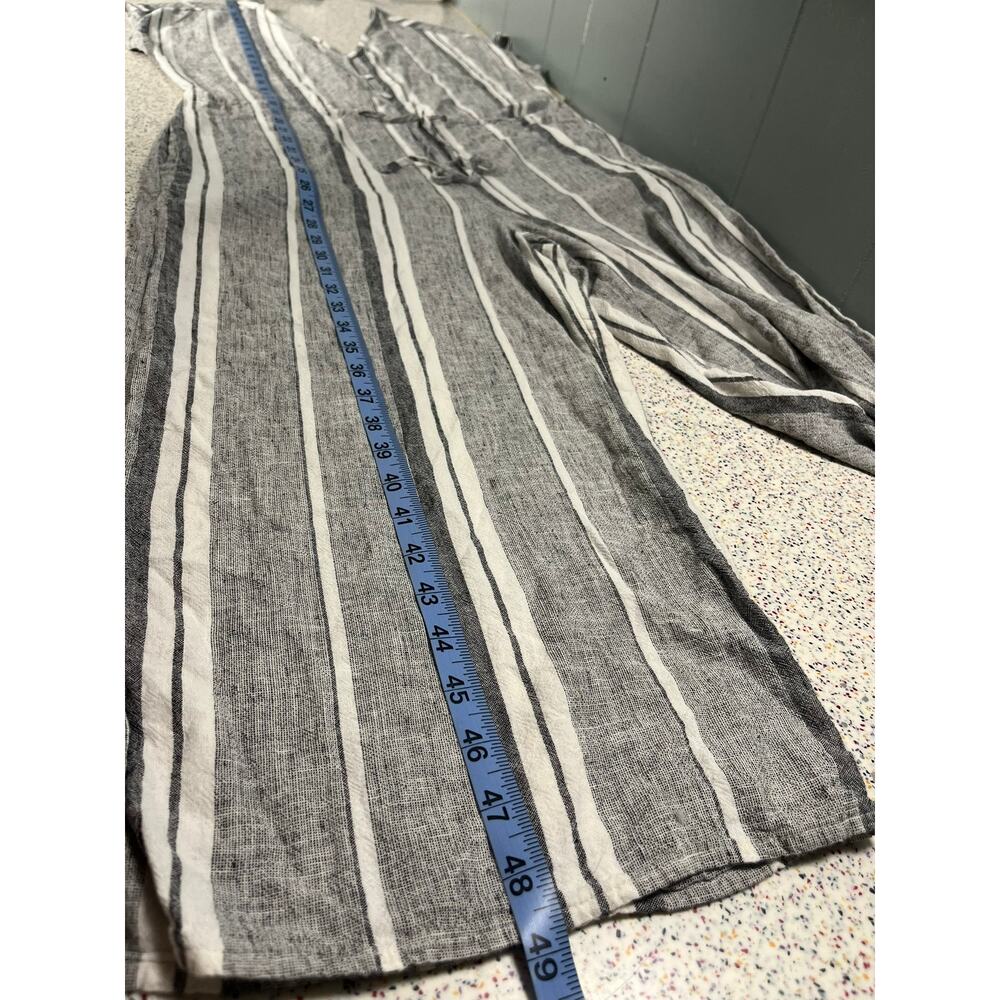 Cloth & Stone Linen Blend Jumpsuit Navy Striped Cropped Coastal Women's Size M - Picture 8 of 9